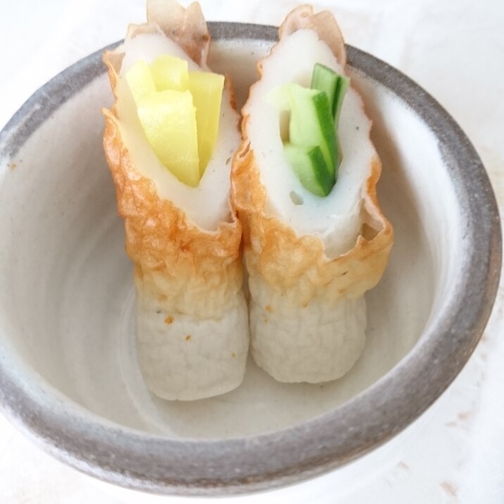 ちくわ1本で2種!きゅうりたくあん詰め